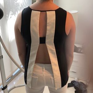 Black silk top open back